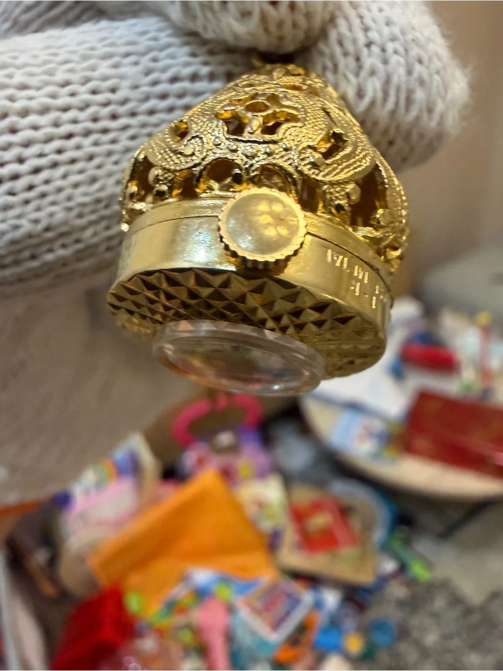 Vtg Paul Garnier 21 Jewels Pendant Watch Necklace Gold Tone Dome Cage Filigree